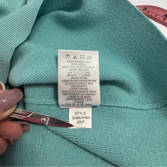 Sigrid Olsen Sport Aqua Blue Knit Top Large Rayon Blend Tank Top minimalist - Picture 6 of 10